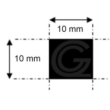 EPDM square rubber cord | 10 x 10 mm | per meter
